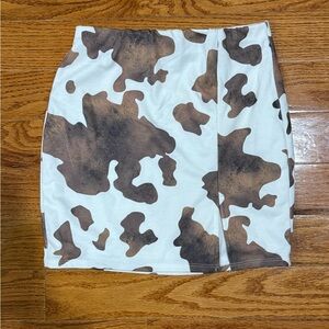 New Windsor Brown and White Cow Print Mini Skirt S